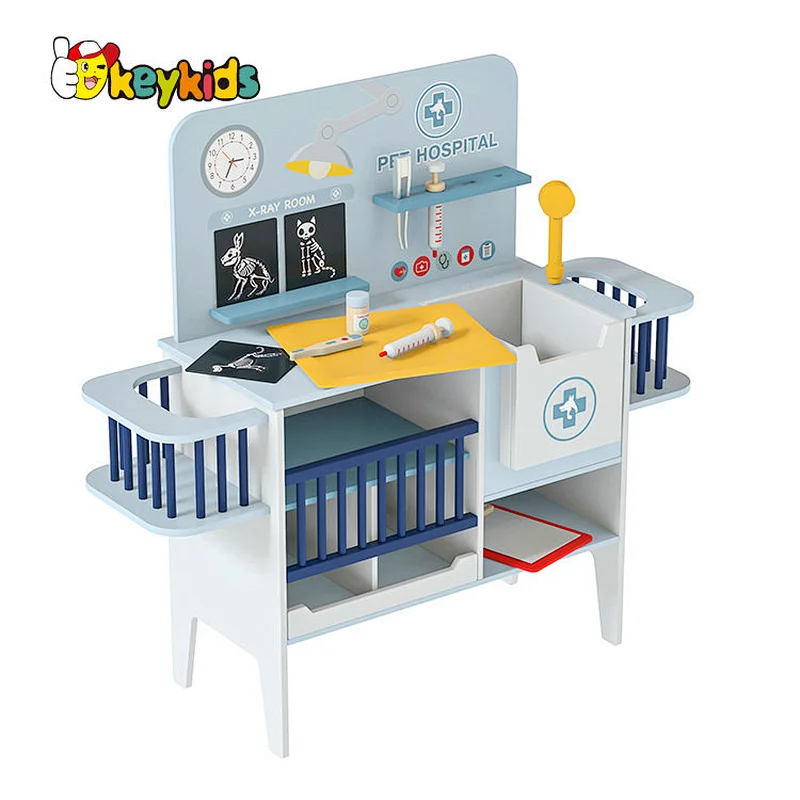 2-in-1 Children pretend play wooden vet toy with accessories W10D667