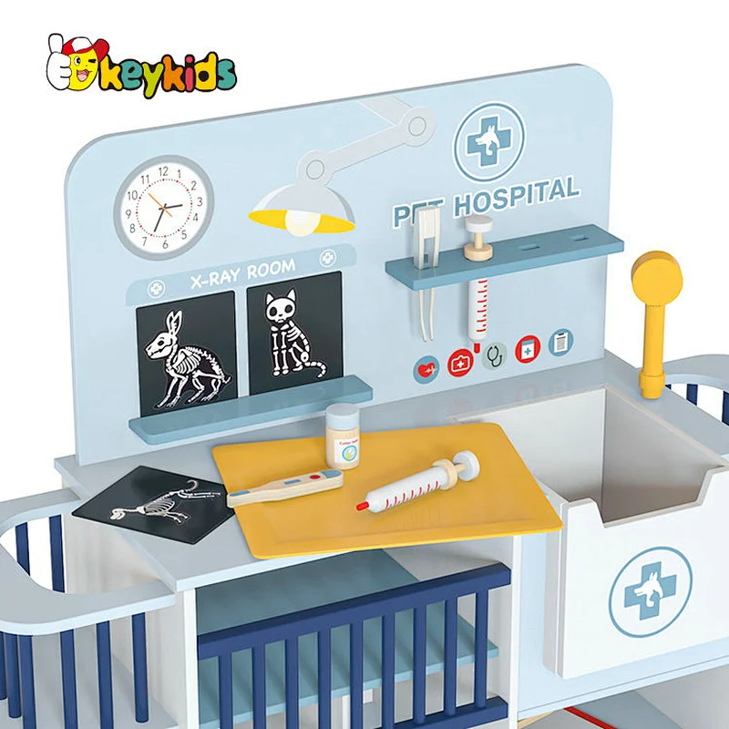 2-in-1 Children pretend play wooden vet toy with accessories W10D667
