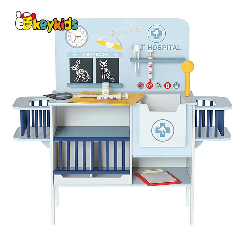 2-in-1 Children pretend play wooden vet toy with accessories W10D667